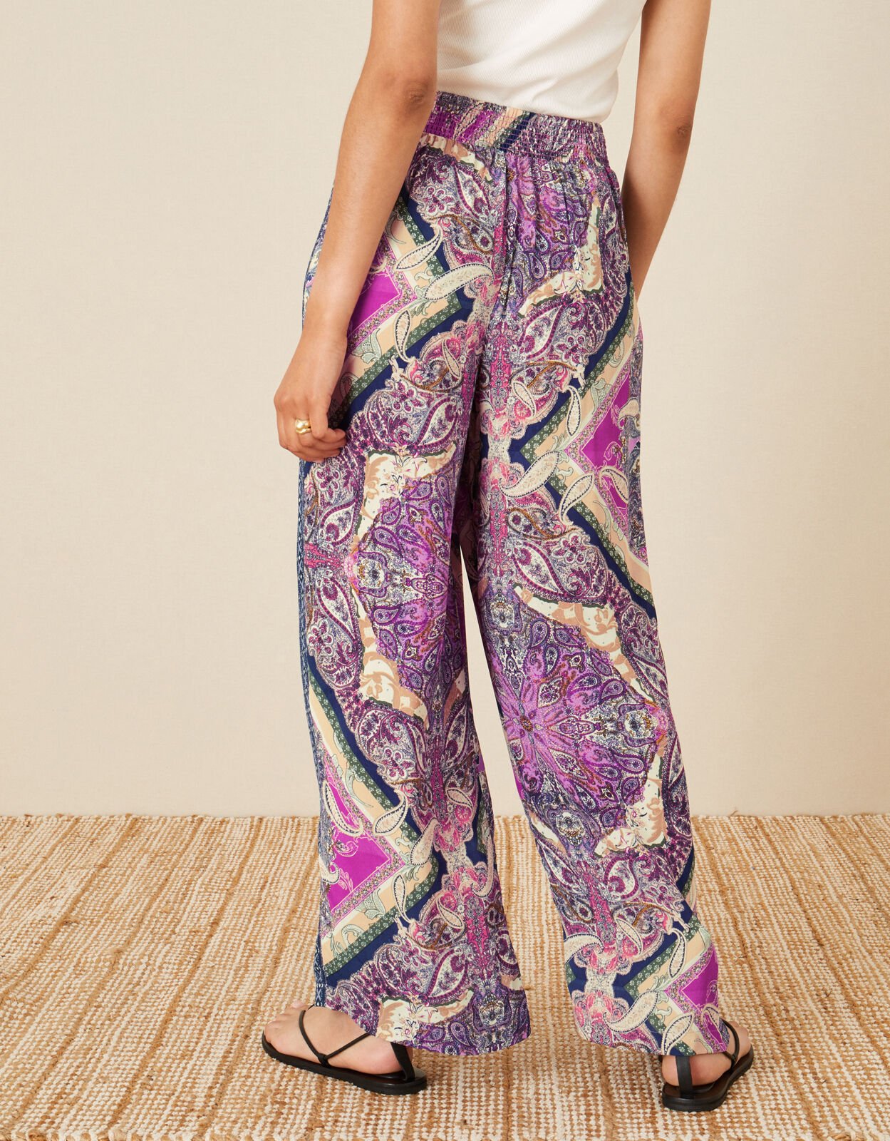 Paisley wide leg trousers clearance