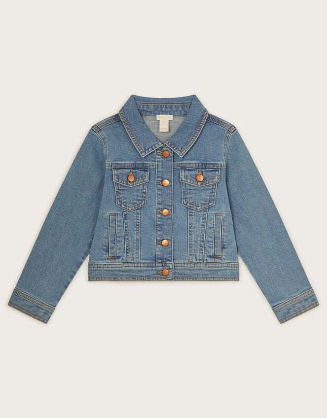 Plain Denim Jacket, Blue (BLUE), large