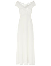 Sloane Lace Bodice Bardot Bridal Dress, Ivory (IVORY), large