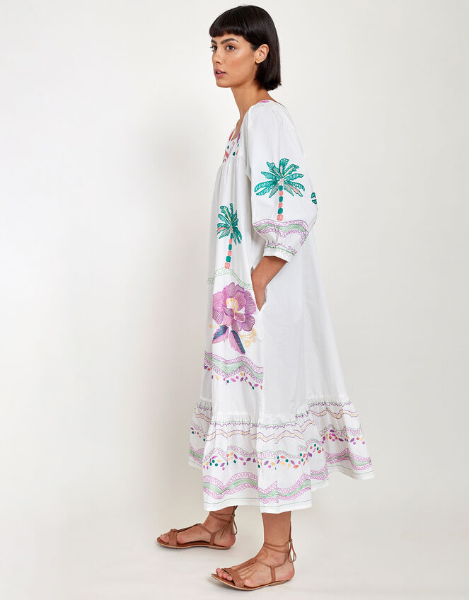 East Palm Embroidered Dress, White (WHITE), large