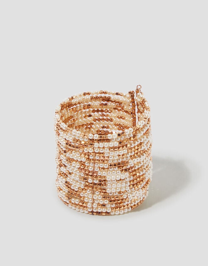 Pearl Beaded Cuff Bracelet, , large