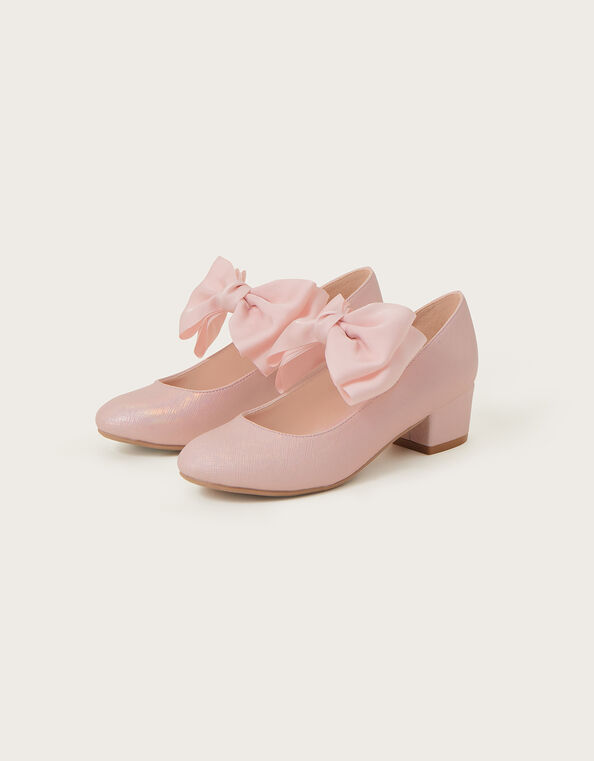 Poppy Satin Bow Heels, Pink (PINK), large