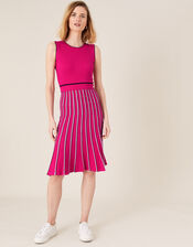 Mimi Ribbed Knit Sleeveless Dress, Pink (PINK), large