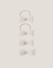 4-Pack Sparkle Bow Hair Bands & Clips, , large