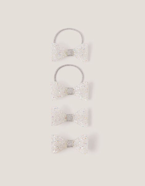 4-Pack Sparkle Bow Hair Bands & Clips, , large