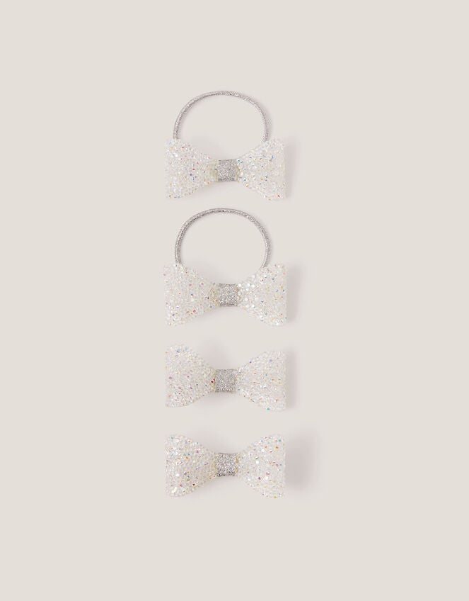 4-Pack Sparkle Bow Hair Bands & Clips, , large
