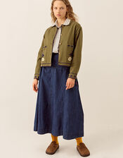 East Bella Embroidered Cotton Twill Jacket, Green (GREEN), large