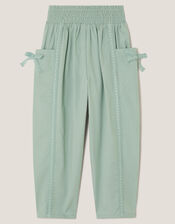 Lace Trim Barrel Pants, Green (GREEN), large