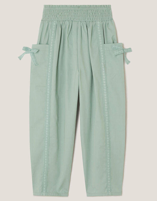 Lace Trim Barrel Pants, Green (GREEN), large