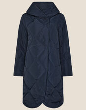 Terry Diamond Padded Coat, Blue (NAVY), large