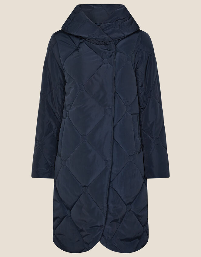 Terry Diamond Padded Coat, Blue (NAVY), large
