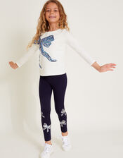 Sequin Bow Long Sleeve Top, Ivory (IVORY), large