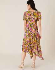 Rachel Floral Hanky Hem Dress, Yellow (OCHRE), large
