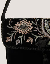 Osha Embroidered Velvet Shoulder Bag, , large
