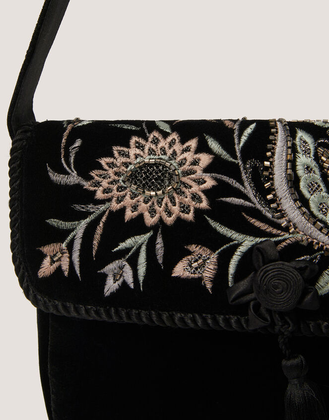Osha Embroidered Velvet Shoulder Bag, , large