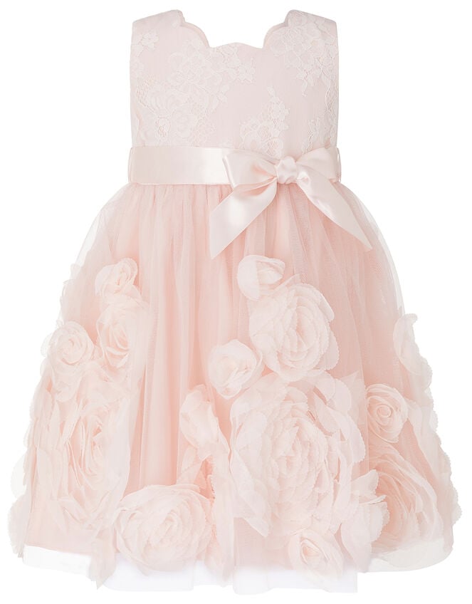 Baby Macaroon Occasion Dress with 3D Flowers Pink | Baby Girl Dresses |  Monsoon Global.