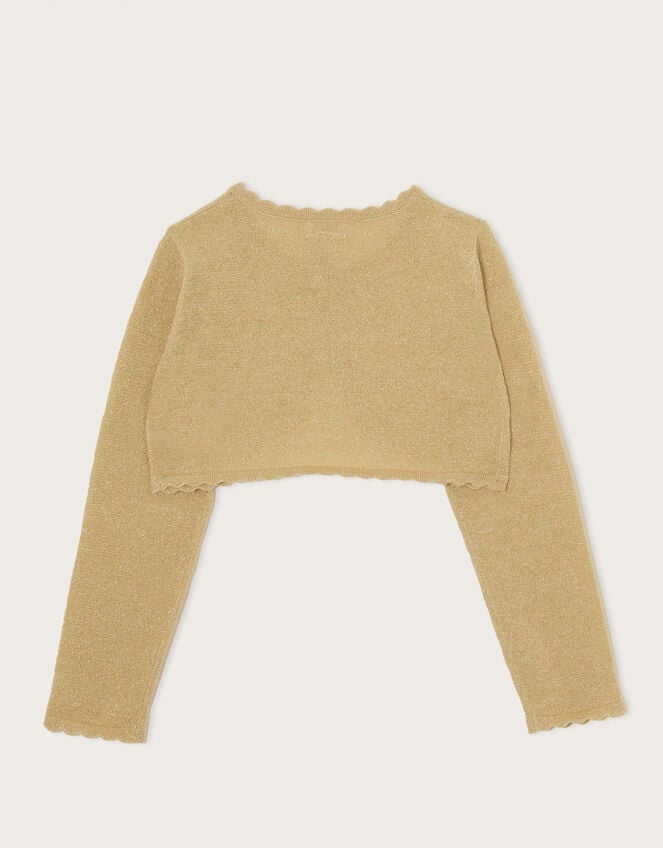 Maeve Sparkle Scallop Cardigan, Gold (GOLD), large