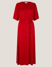Paula Braided Jersey Midi Dress, Red (RED), large
