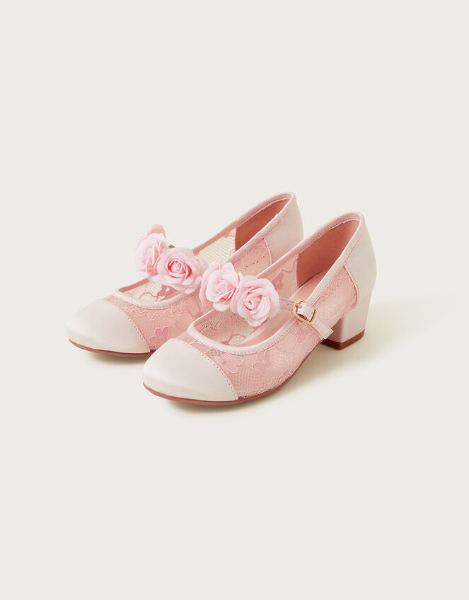 Blossom Corsage Lace Princess Heels, Pink (PINK), large
