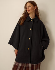 Claudie Cape Coat, Black (BLACK), large