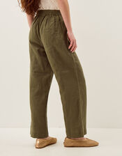 Lucy Regular Straight Leg Linen Pants, Green (KHAKI), large