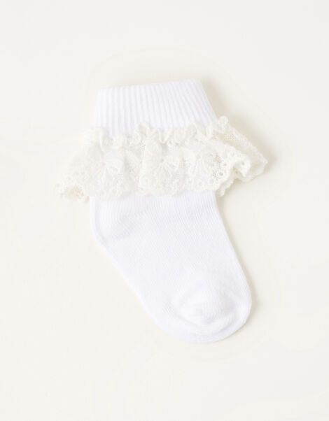 Baby Flower Lace Socks, White (WHITE), large