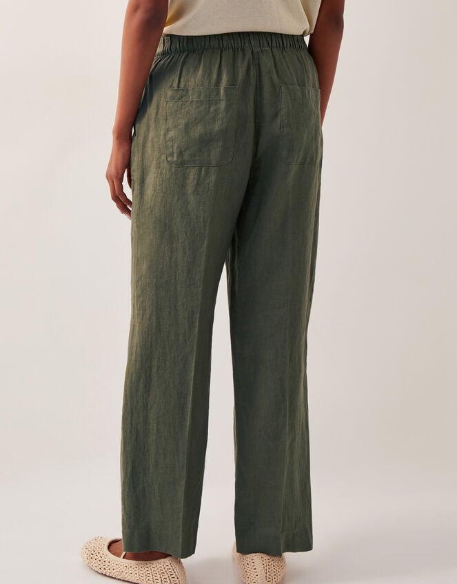 Jolie Regular Linen Wide Leg Pants, Green (KHAKI), large