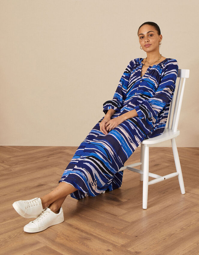 Gelato Stripe Dress in Sustainable Fabric, Blue (BLUE), large