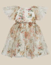 Baby Noa Floral Print Tulle Party Dress, Multi (MULTI), large