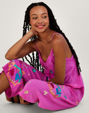 Abstract Geometric Embroidered Jumpsuit in LENZING™ ECOVERO™, Purple (PURPLE), large