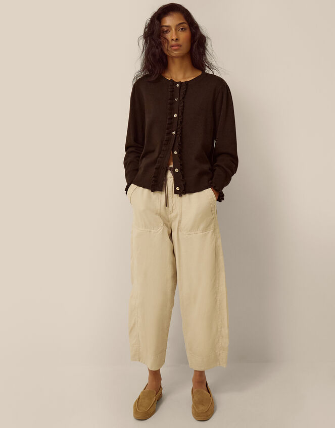 Ruby Frill Cardigan, Brown (CHOCOLATE), large