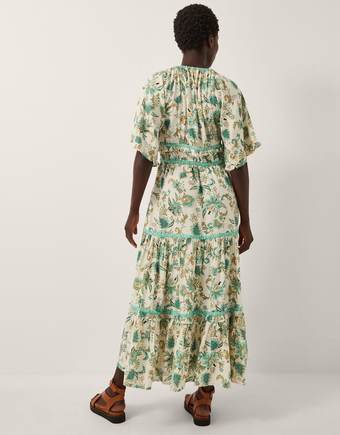 Saoirse Floral Tiered Midi Dress, Ivory (IVORY), large