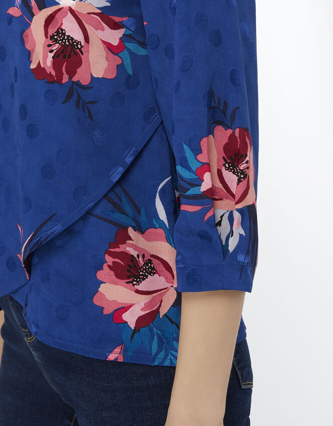 Janice Floral Print Blouse, Blue (NAVY), large
