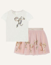 Disco Bow Skirt and Top Set, Pink (PINK), large