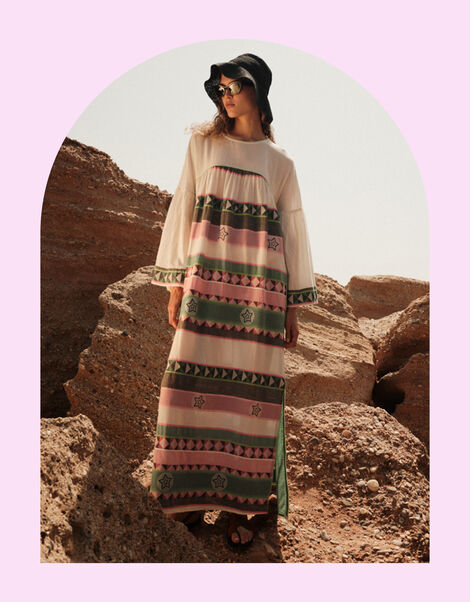 Devotion Twins Vela Geometric Stripe Maxi Dress, Multi (MULTI), large