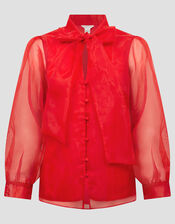 Rosa Organza Pussybow Blouse, Red (RED), large
