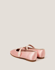 Pearl Strap Satin Ballet Flats, Pink (PINK), large