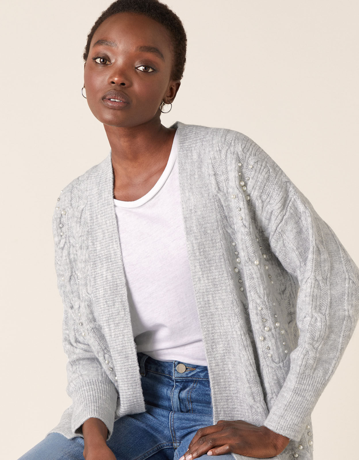 grey marl cardigan