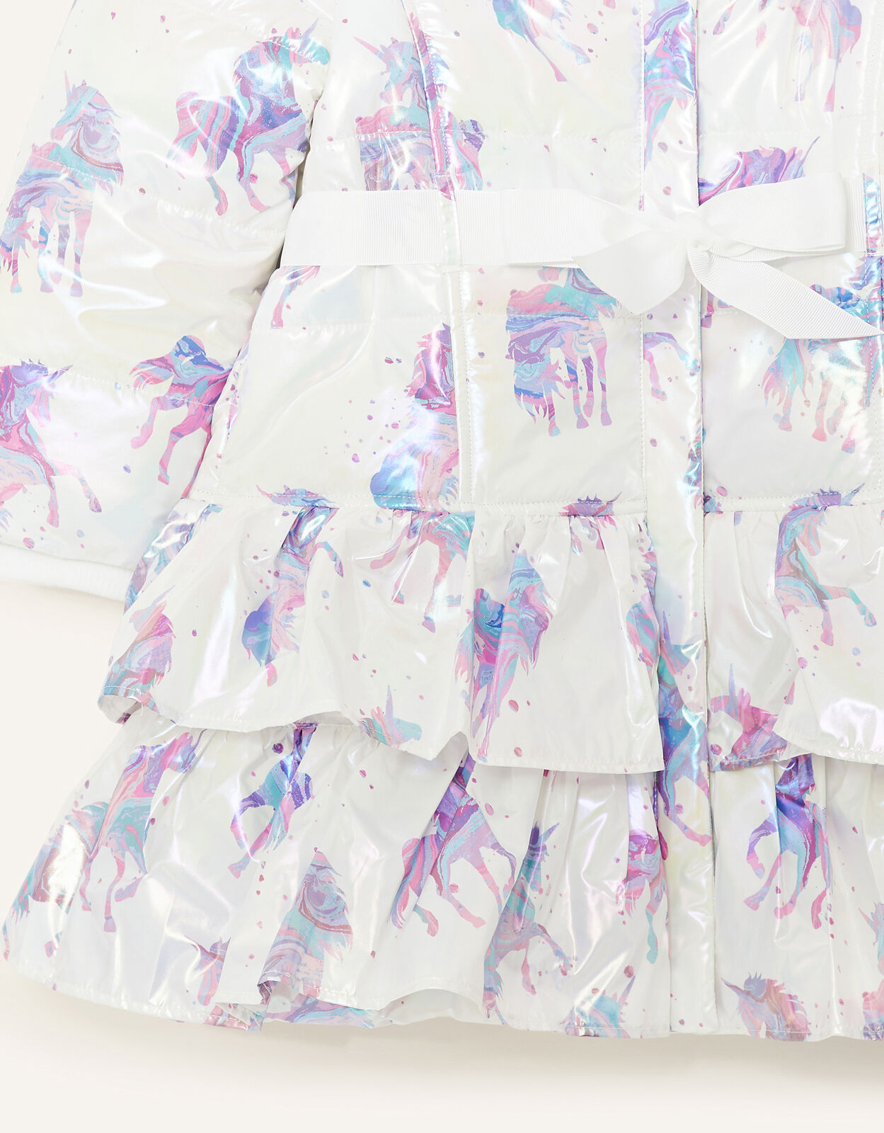 Shimmer Unicorn Frill Padded Coat Ivory