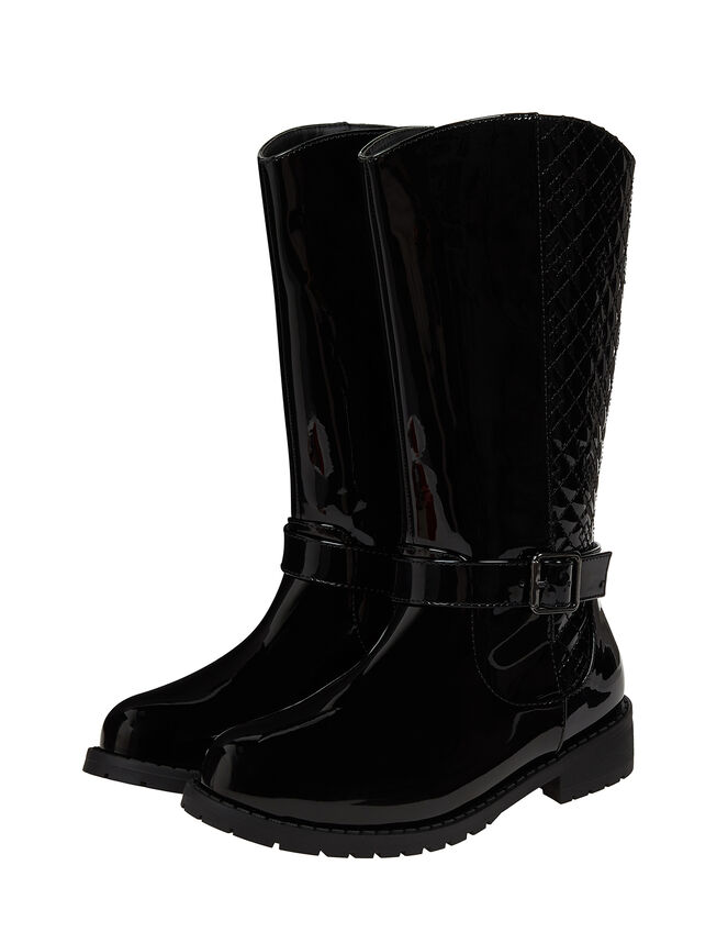 Bernadette Buckle Riding Boots, Black (BLACK), large