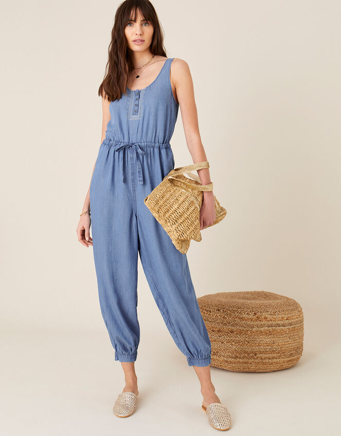 Beach Jumpsuit in LENZING™ TENCEL™, Blue (DENIM BLUE), large