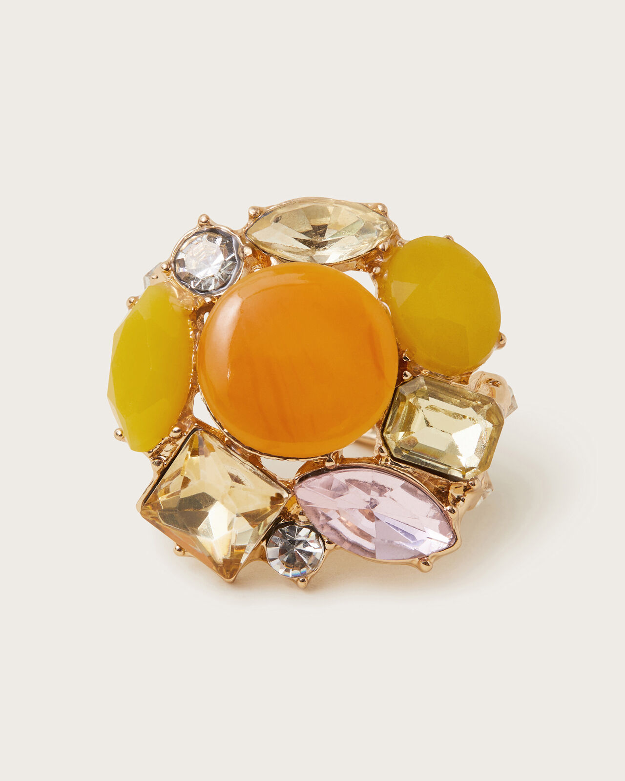 Yellow stone cocktail top ring