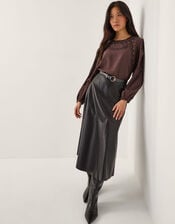 Isabelle Floral Embellished Top, Brown (CHOCOLATE), large