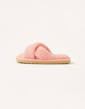 Cross Strap Slider Slippers , Pink (PINK), large