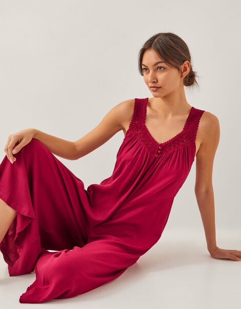 Rachel Sleeveless Culotte Jumpsuit, Red (BURGUNDY), large