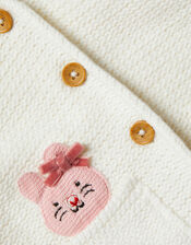 Newborn Mouse Pocket Knit Cardigan, Ivory (IVORY), large