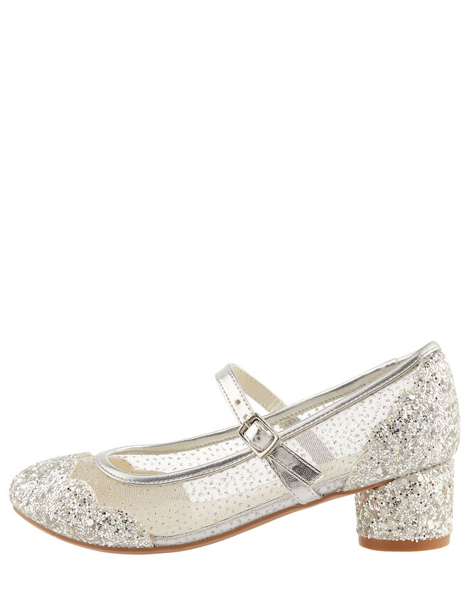 Anabelle Scallop Glitter Princess Shoes, Silver (SILVER), large