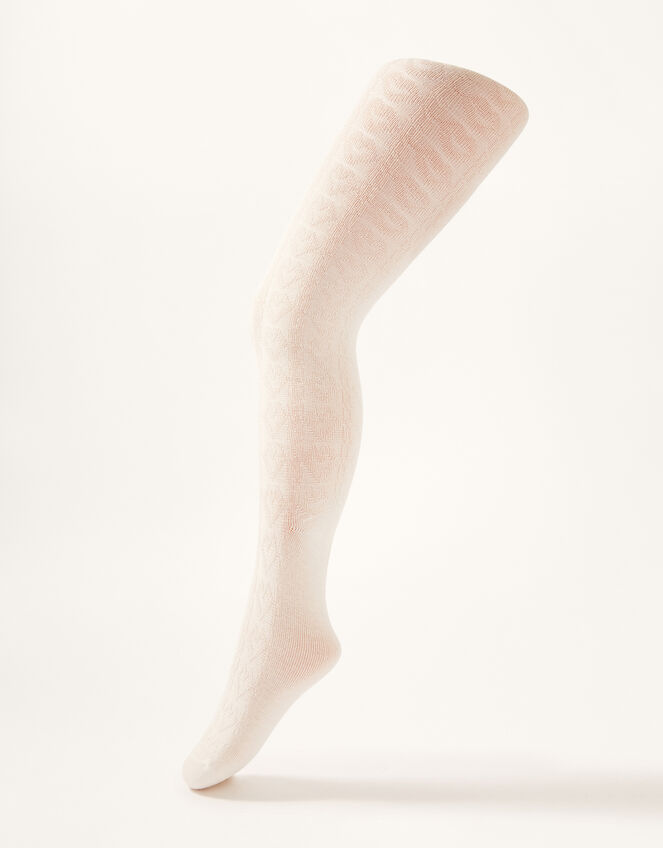 Cable Knit Tights with Natural Bamboo Fibres Ivory