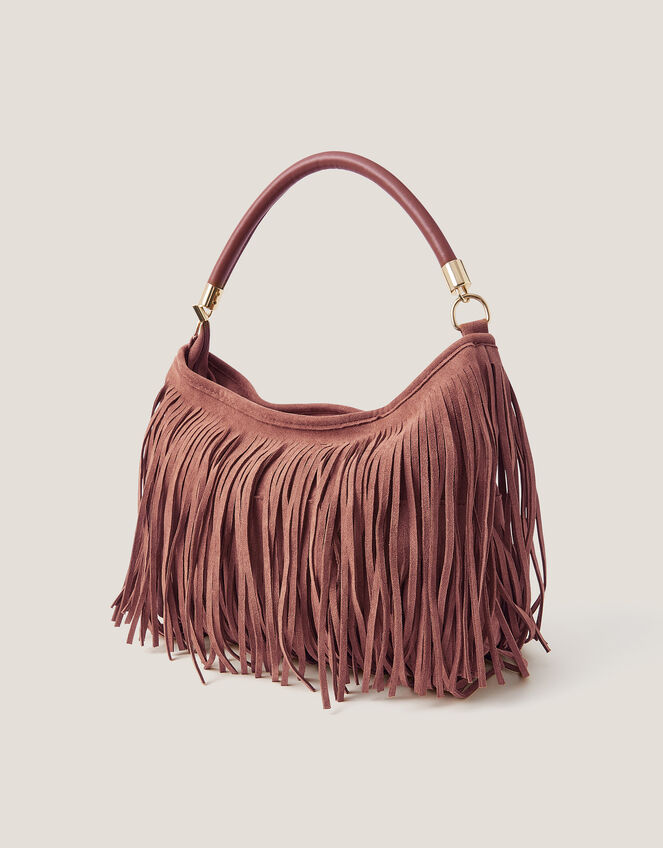 Fay Suedette Fringe Bag, , large