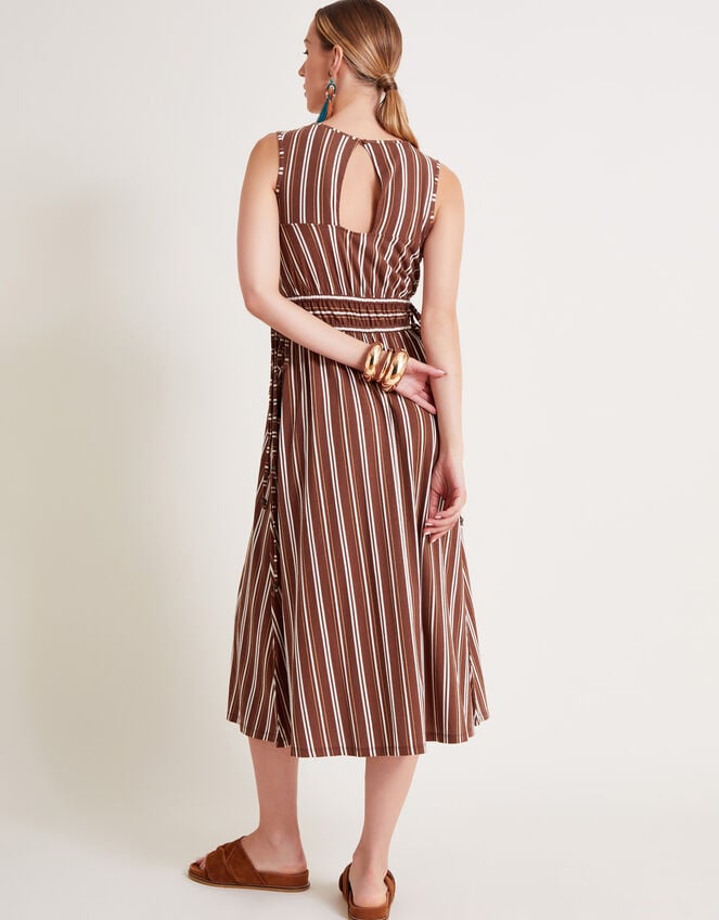 Stripe Jersey Dress, Brown (BROWN), large